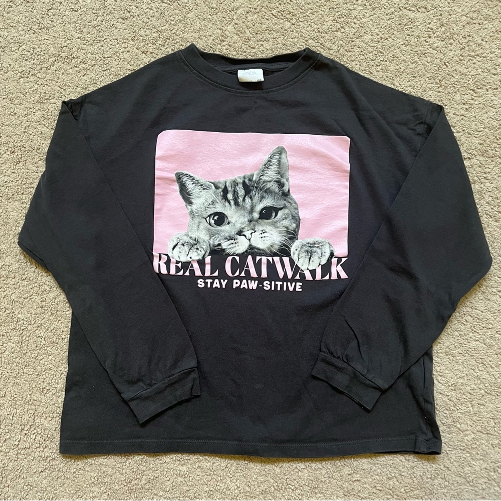 zara cat long sleeve top